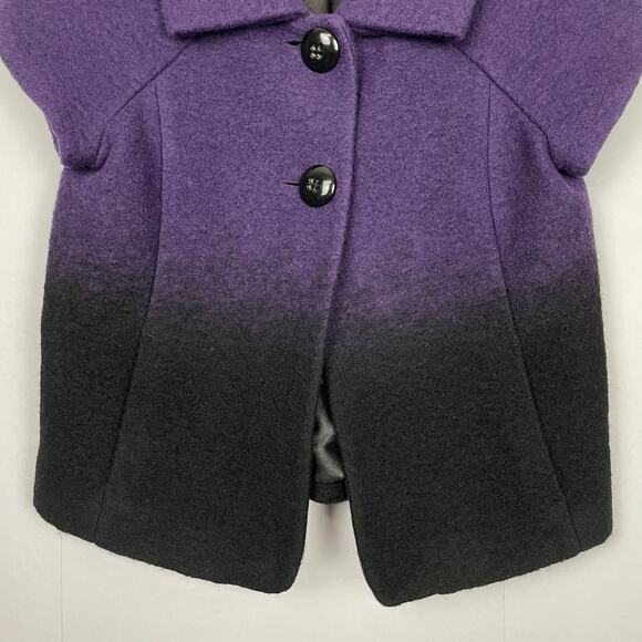 Classiques Entier | Purple Black Wool Blend Short Sleeve Button Layering Jacket - Picture 4 of 8